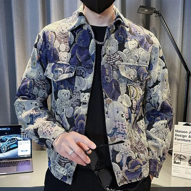 Retro Printed Pattern Polyester Jacket