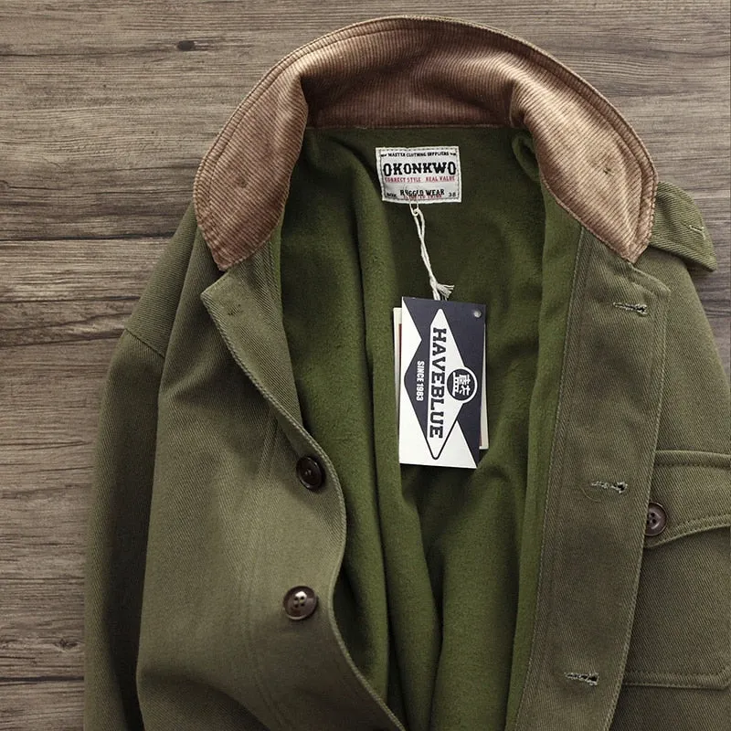 Safari Style Army Green Single Breasted Jacket