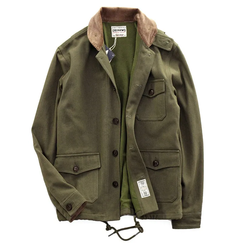 Safari Style Army Green Single Breasted Jacket