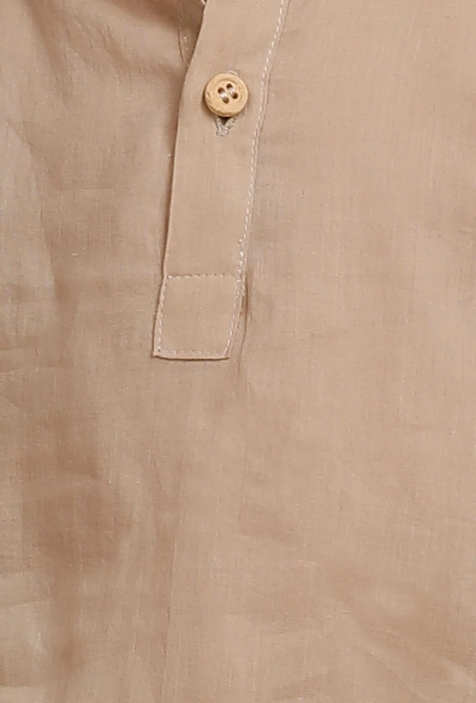 Set Of 2: Beige Mul Mul Short Kurta With  Short