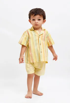 Set Of 2: Yellow Striped Shirt and Yellow shorts