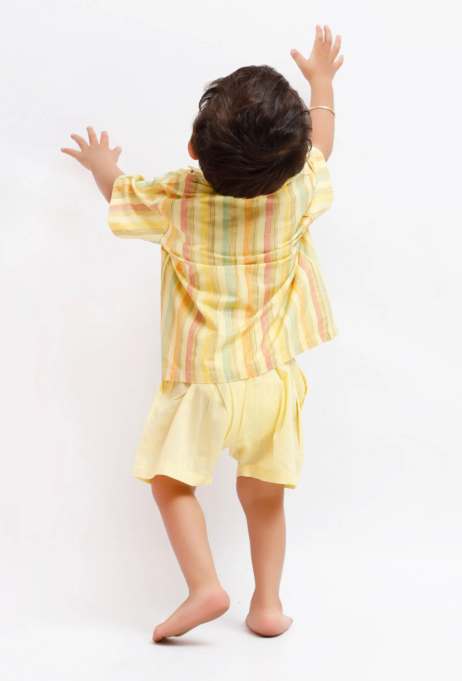 Set Of 2: Yellow Striped Shirt and Yellow shorts