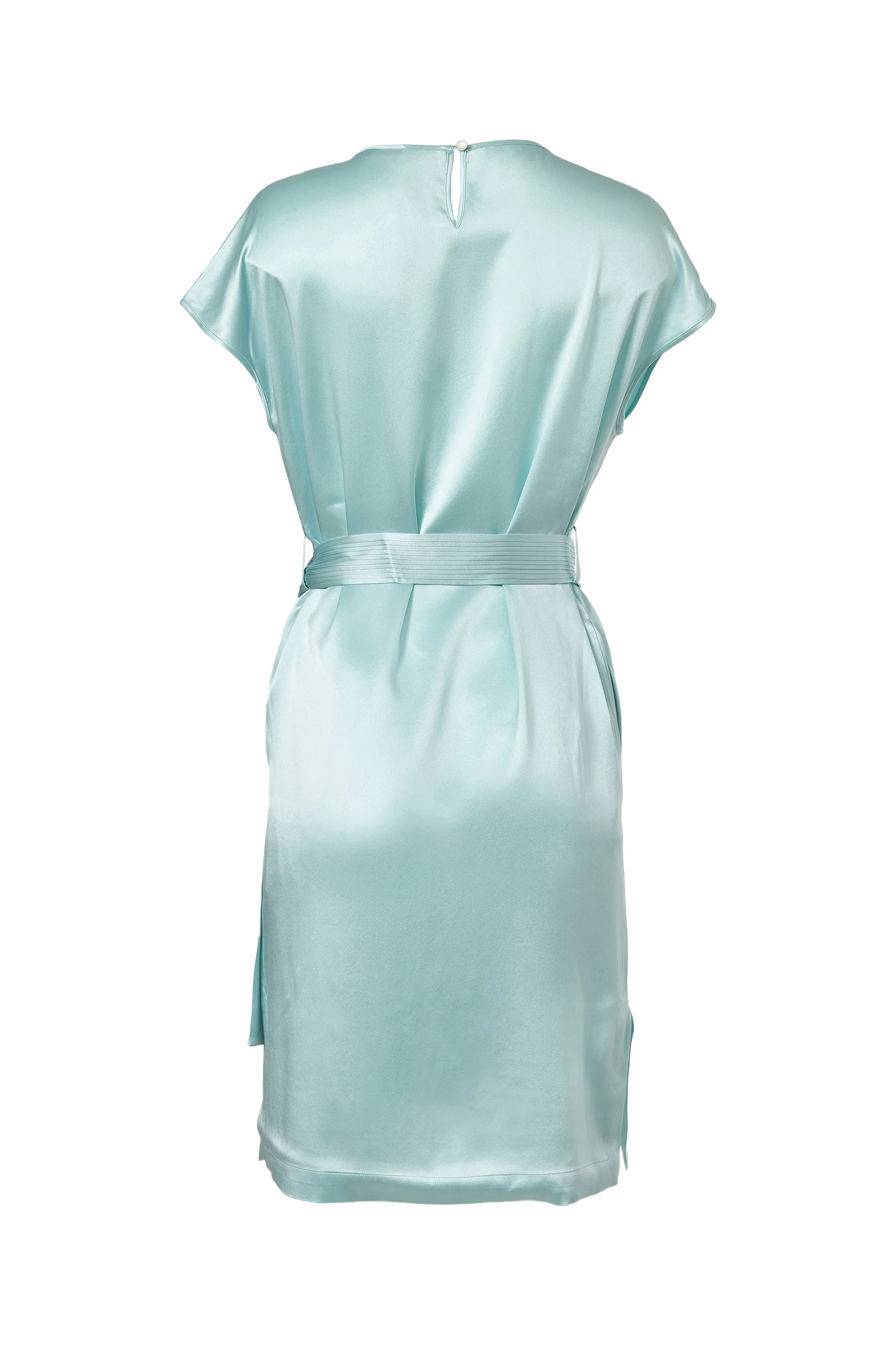 Short Flare Pleated Dress In Sea Foam