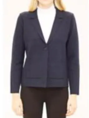 Single Button Knit Blazer with Pockets by Metric