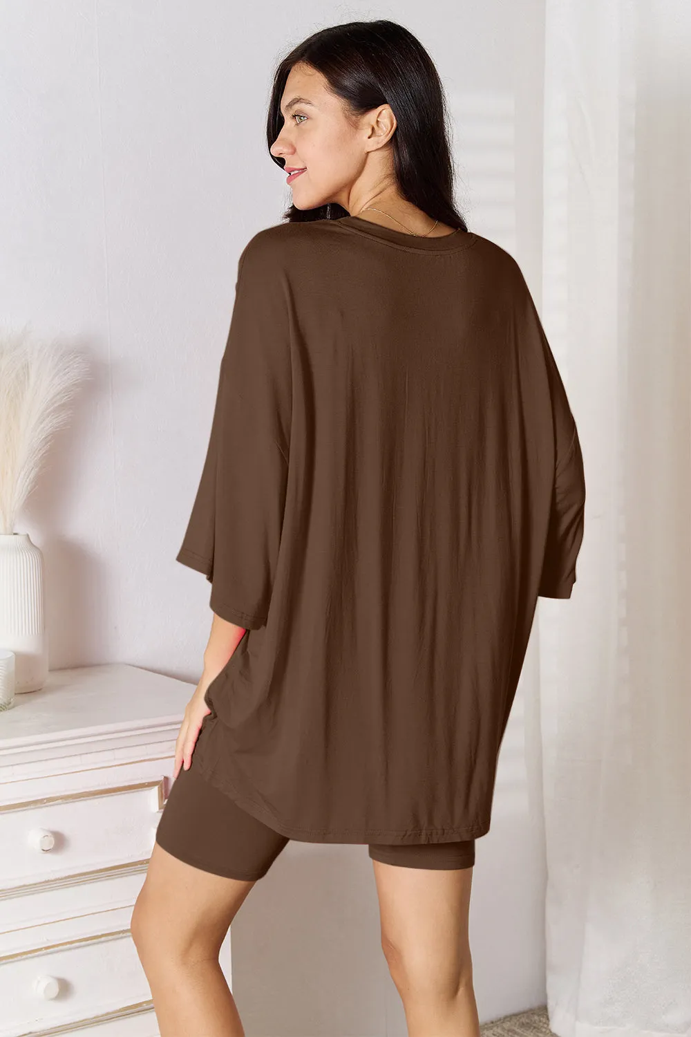 Soft Rayon Three-Quarter Sleeve Set [Online Excusive]