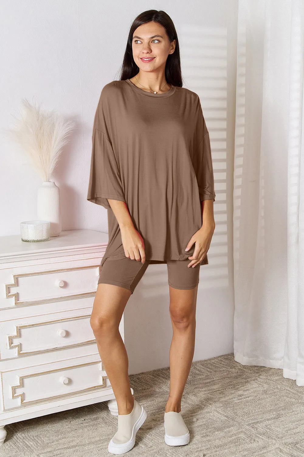 Soft Rayon Three-Quarter Sleeve Set [Online Excusive]