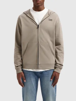 Stacked HD Logo Zip-up Hoodie | Taupe