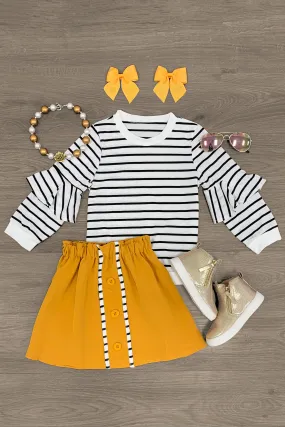 Stripe Mustard Skirt Set