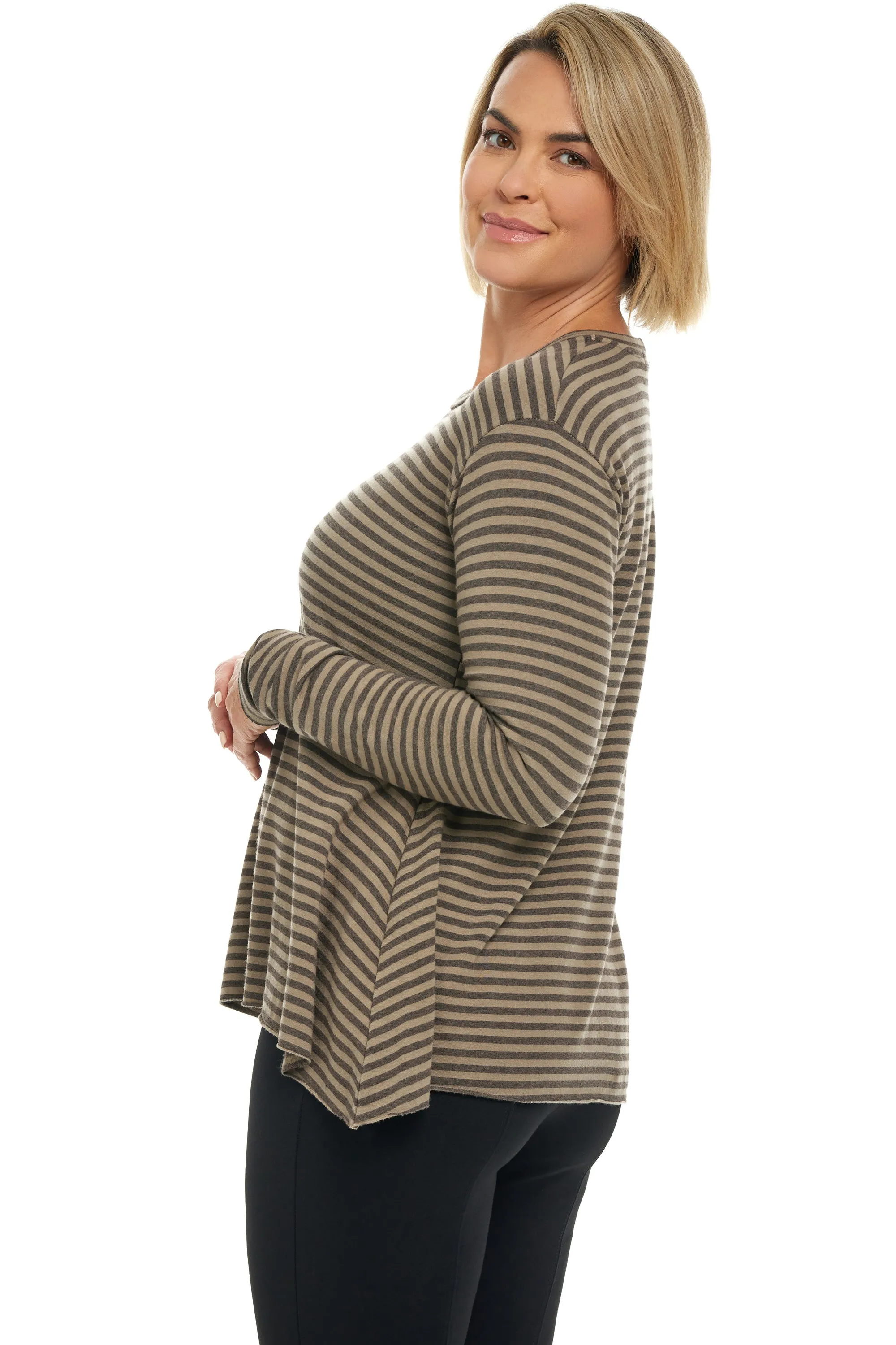 Striped Jersey Fleece Swing Top