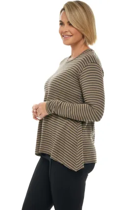 Striped Jersey Fleece Swing Top