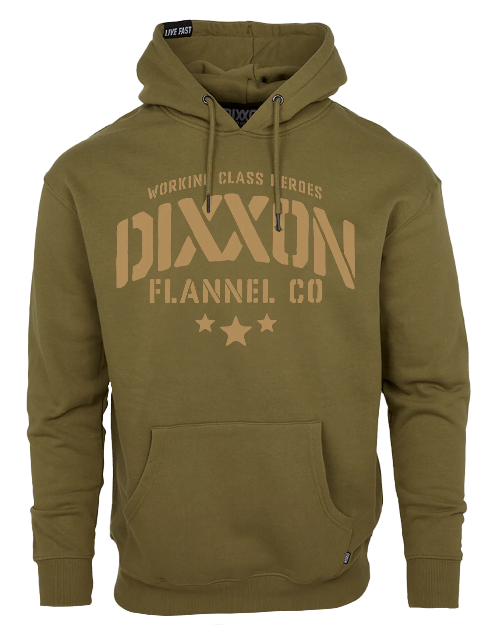 Tan Stencil Pullover Hoodie - O.D. Green