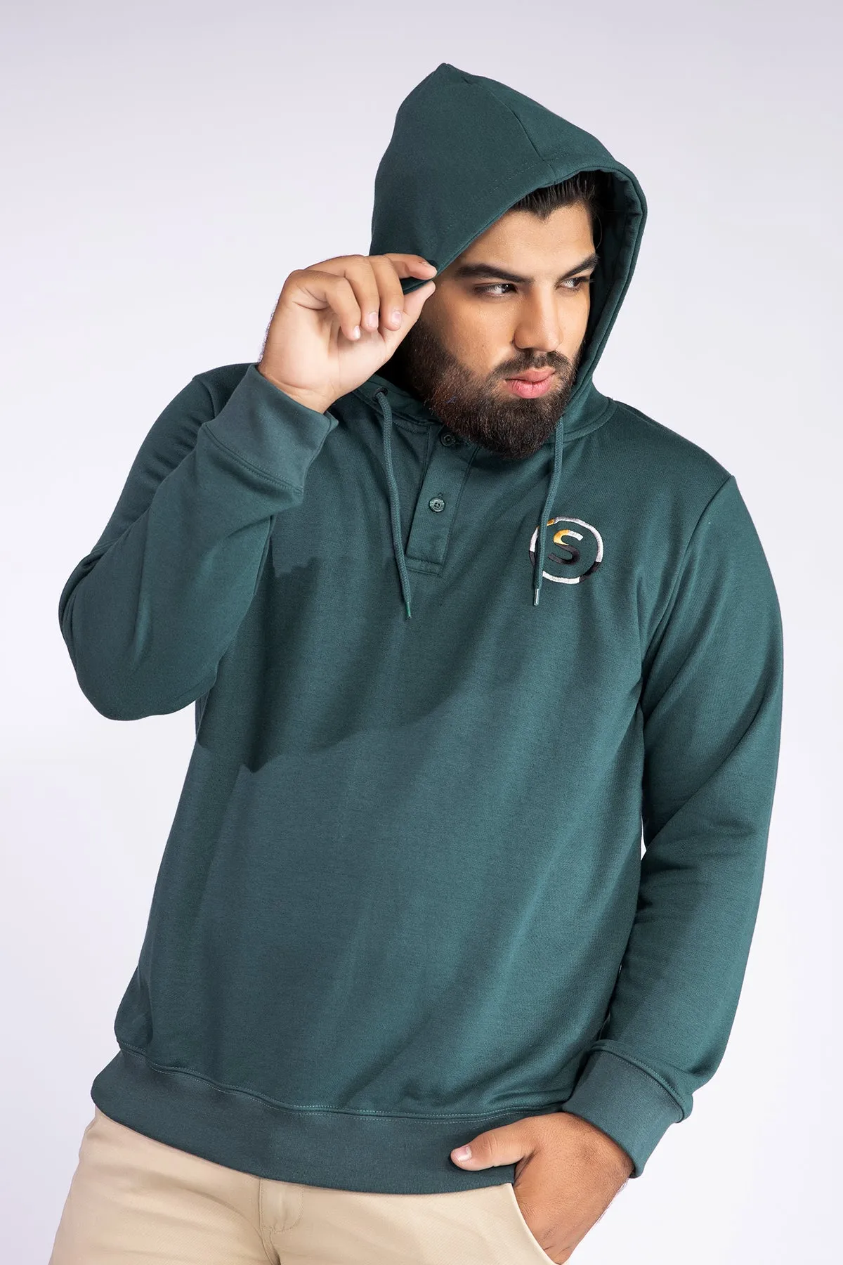 Teal Camo Embroidered Hoodie (Plus Size) - W21 - MH0021P