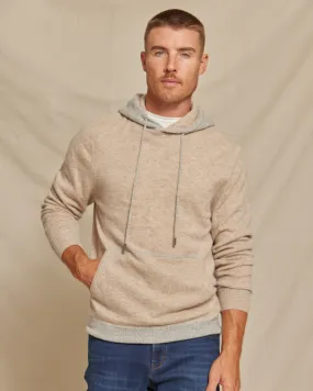 The Kinsley - Two Tone Cashmere Hoodie - Oatmeal / Grey