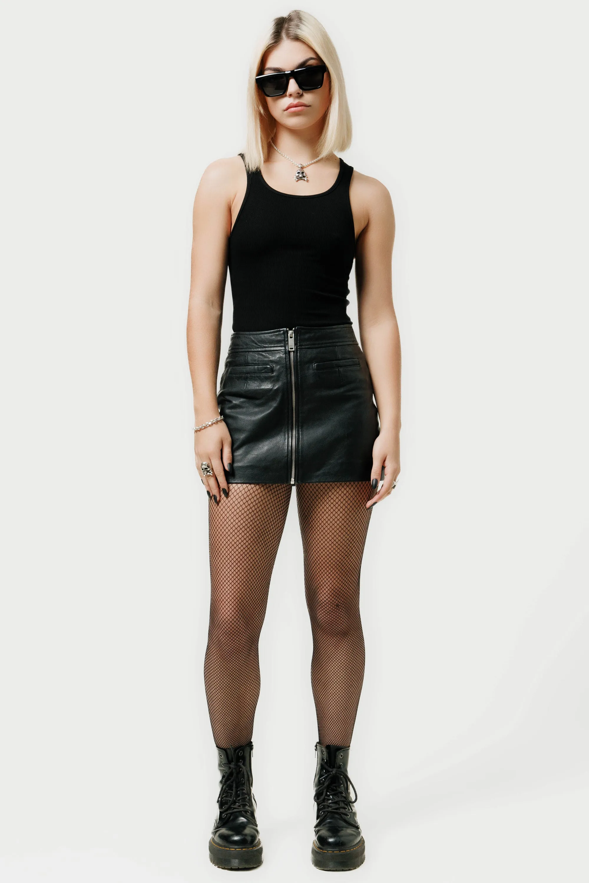 The Lita Zip Ultra Mini Skirt | Black Leather