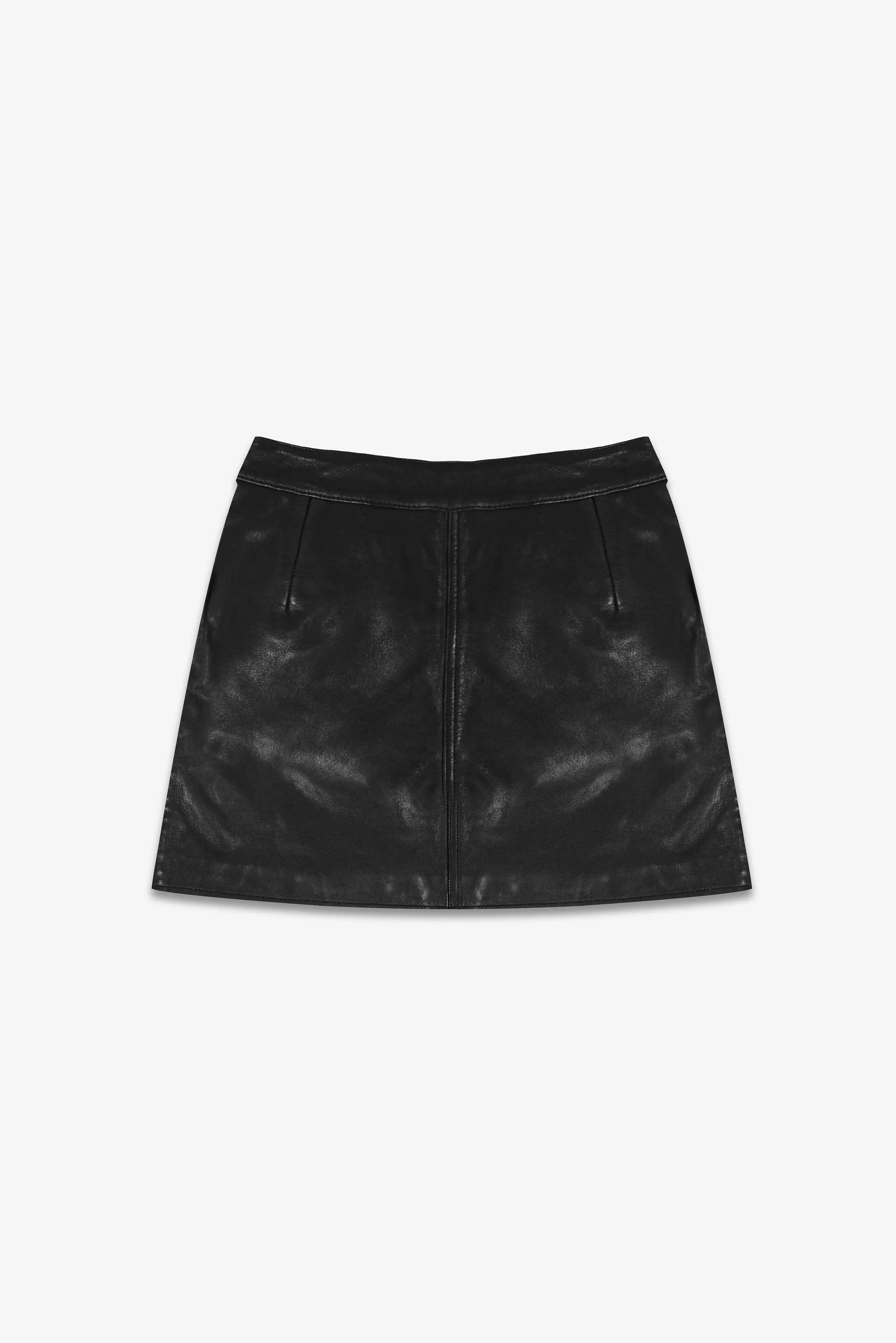 The Lita Zip Ultra Mini Skirt | Black Leather