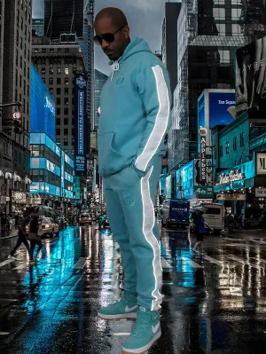 Turquoise Embroidered Hoodie Tracksuit