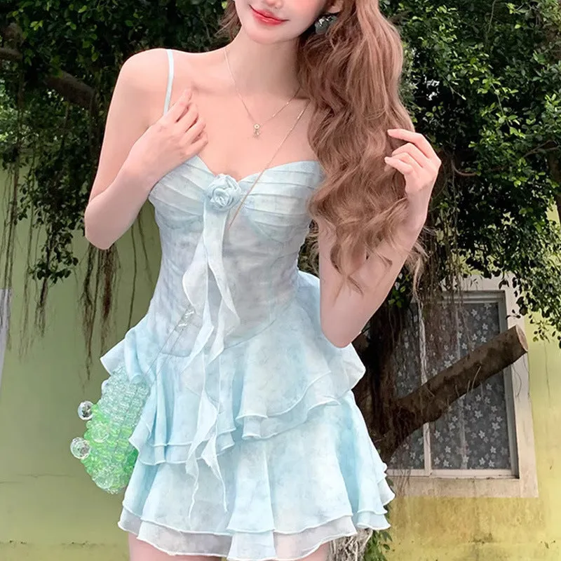 Uniwim homecoming Ice Extract Sea Salt Pure Desire Sweet Waist Holiday Style Sling Dress Women's Trendy Summer Irregular Niche Skirt