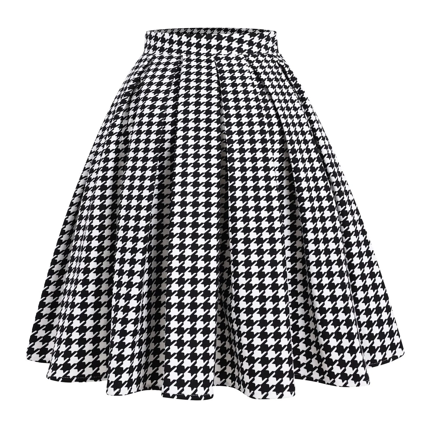 Wenkouban sexy outfit Retro Houndstooth A Fluffy Pleated Skirt Large Swing Skirt