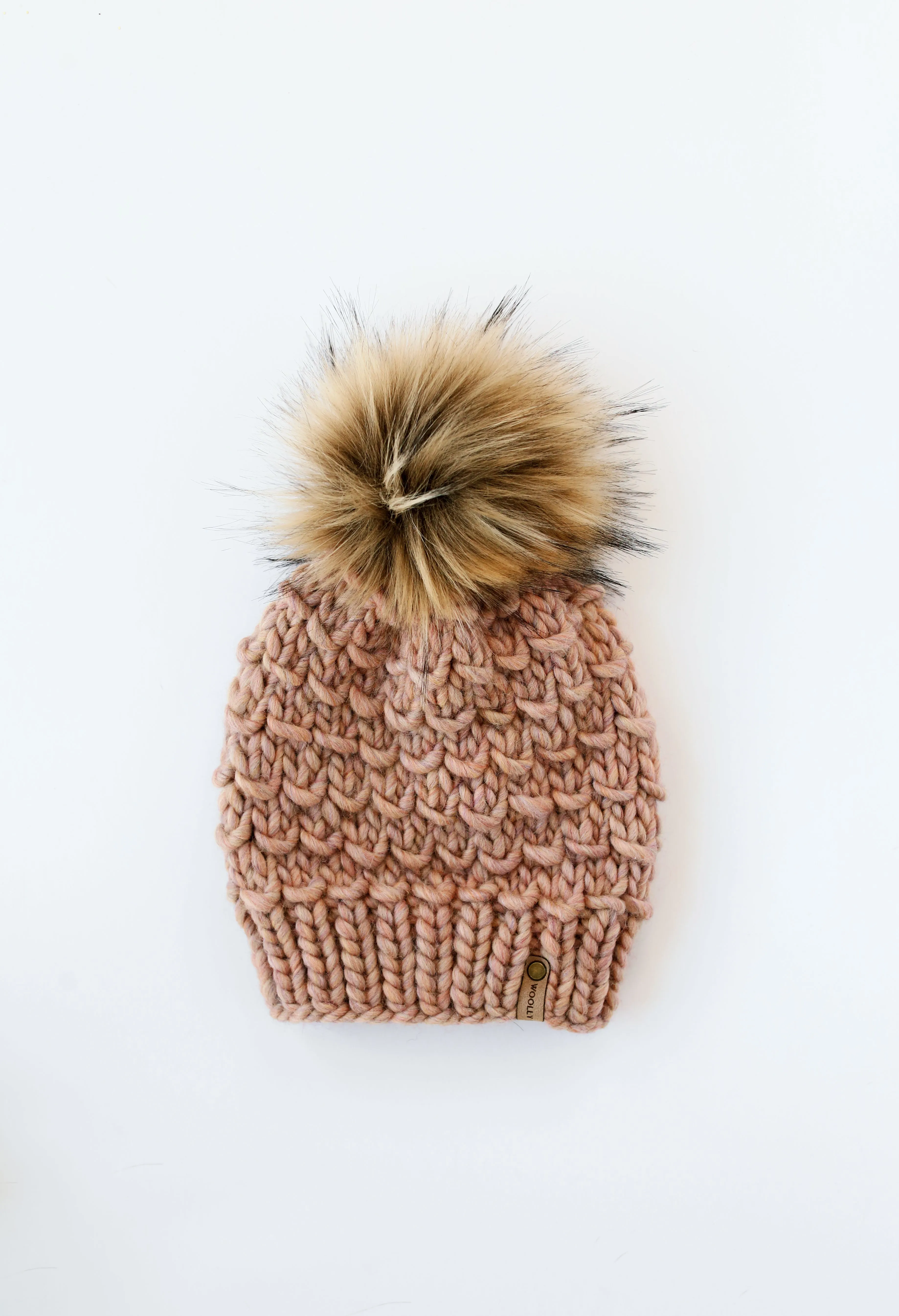 WHOLESALE: Merino or Peruvian Wool Knit Hat with Faux Fur Pom Pom