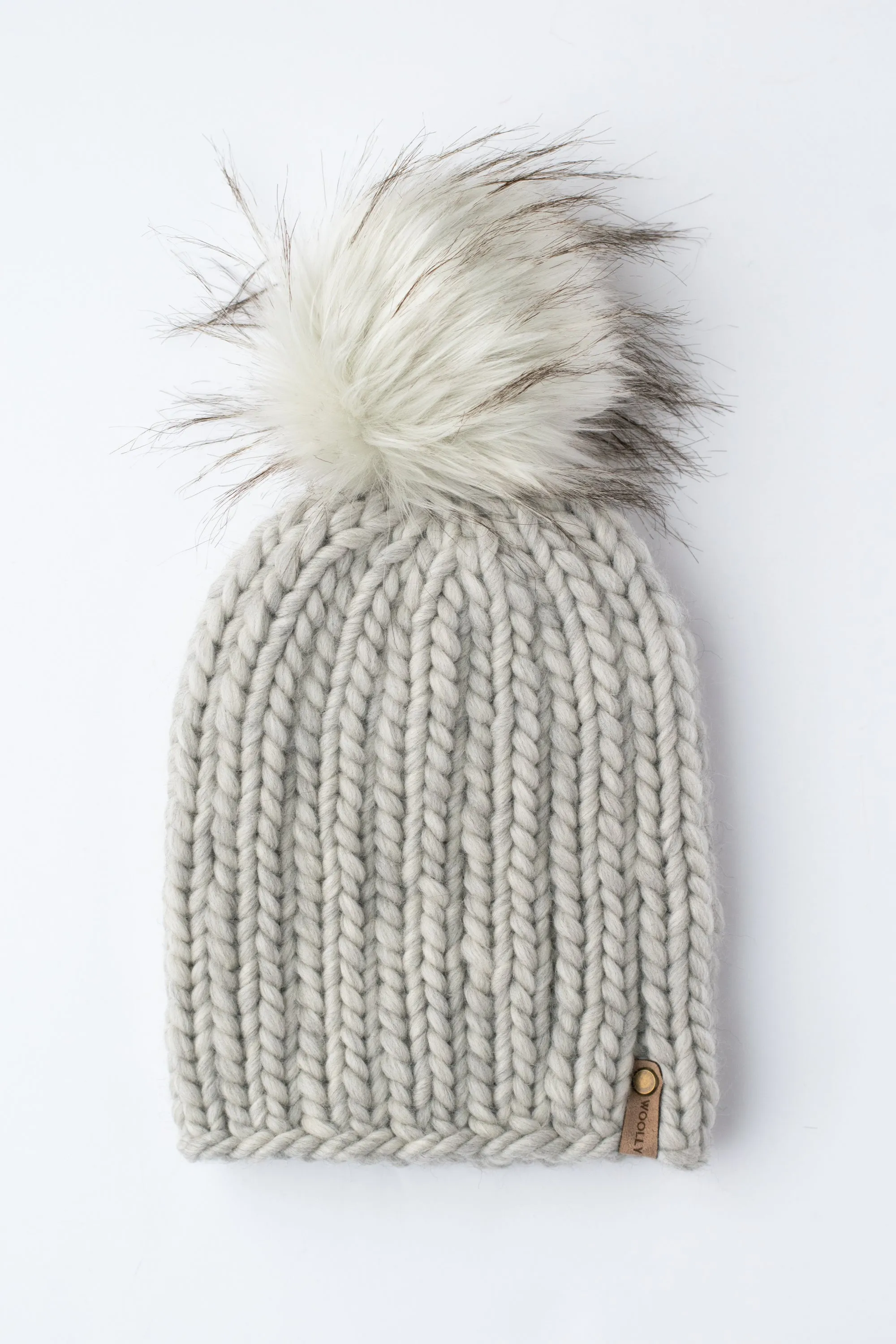 WHOLESALE: Merino or Peruvian Wool Knit Hat with Faux Fur Pom Pom