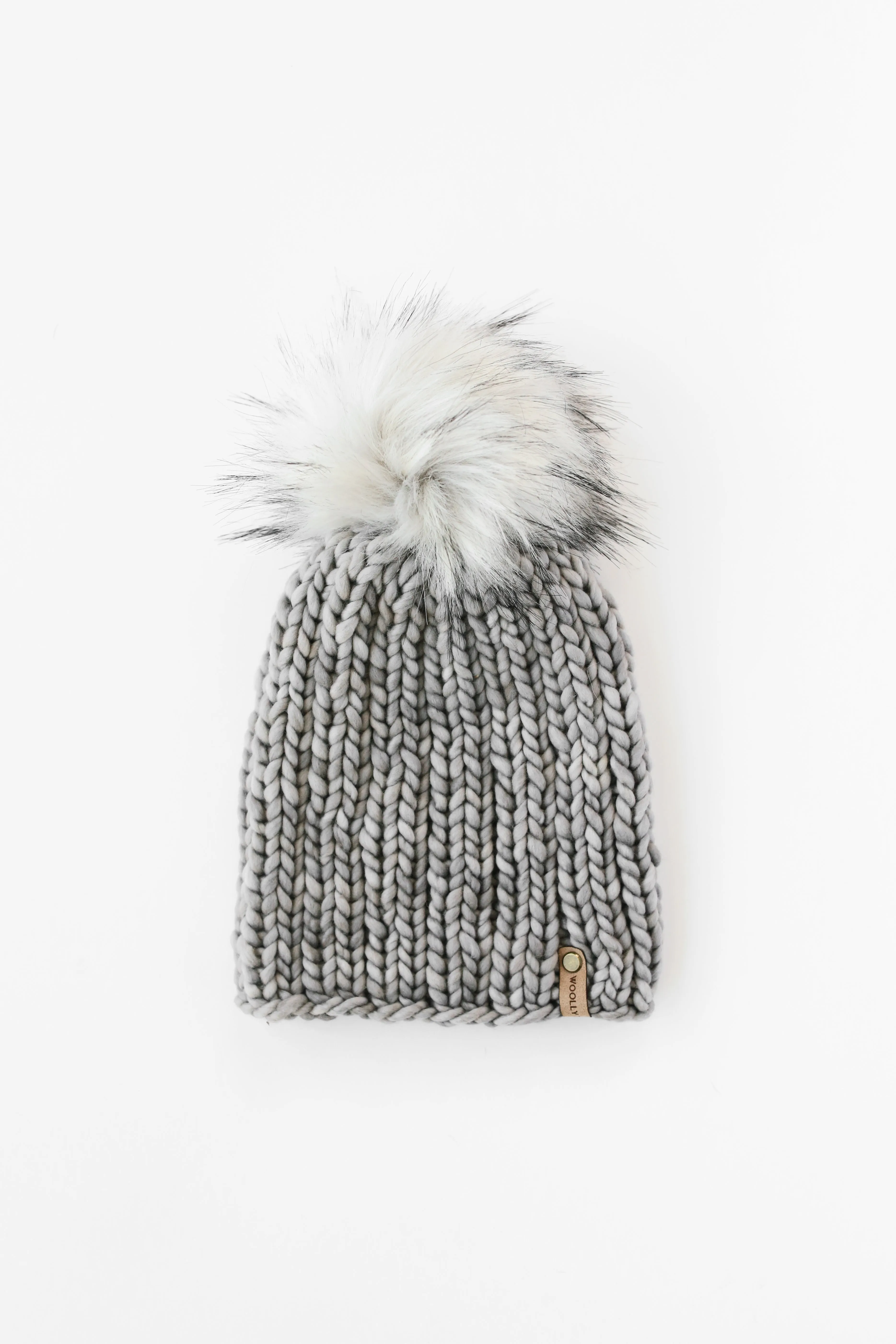 WHOLESALE: Merino or Peruvian Wool Knit Hat with Faux Fur Pom Pom