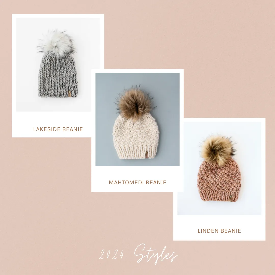 WHOLESALE: Merino or Peruvian Wool Knit Hat with Faux Fur Pom Pom