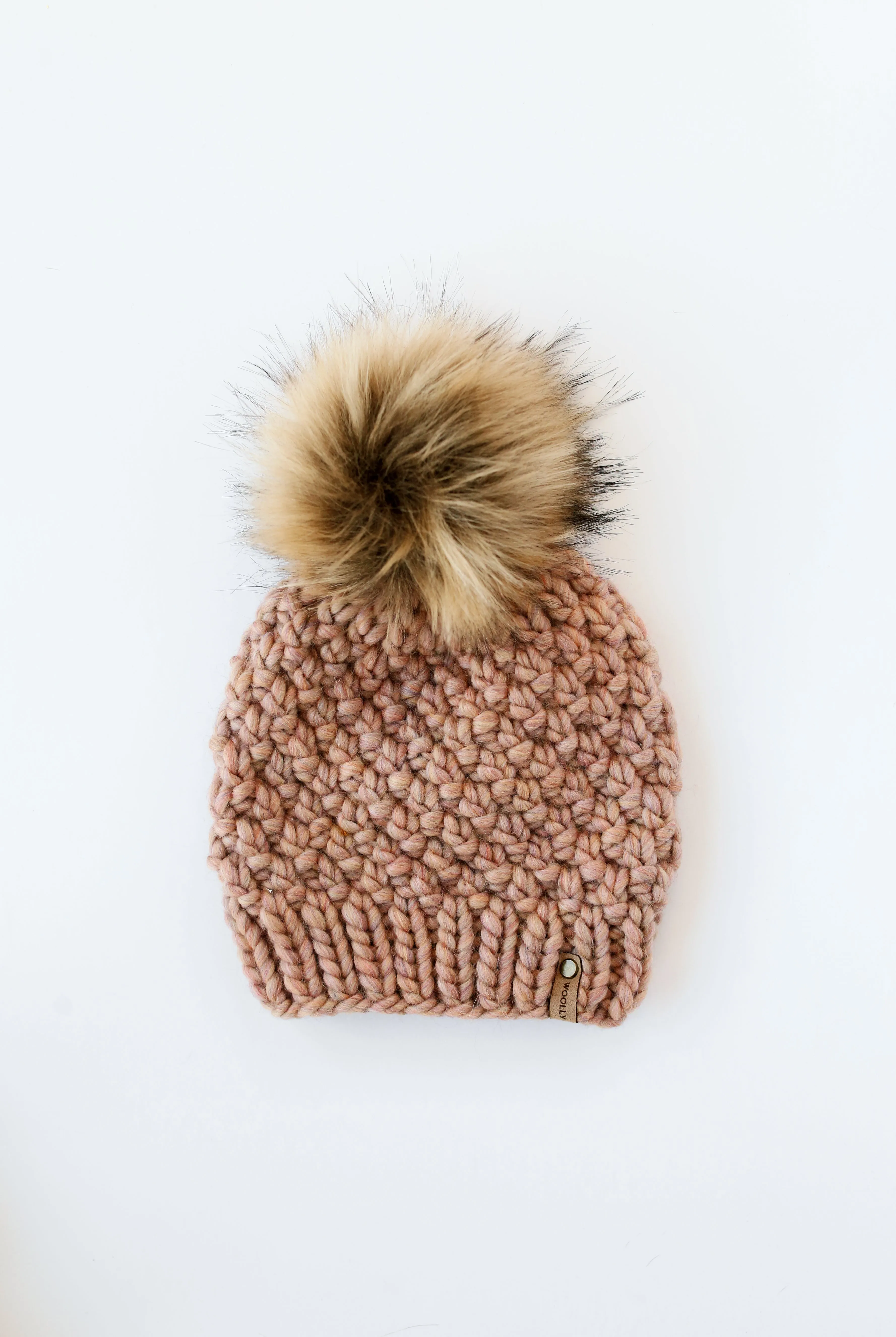 WHOLESALE: Merino or Peruvian Wool Knit Hat with Faux Fur Pom Pom