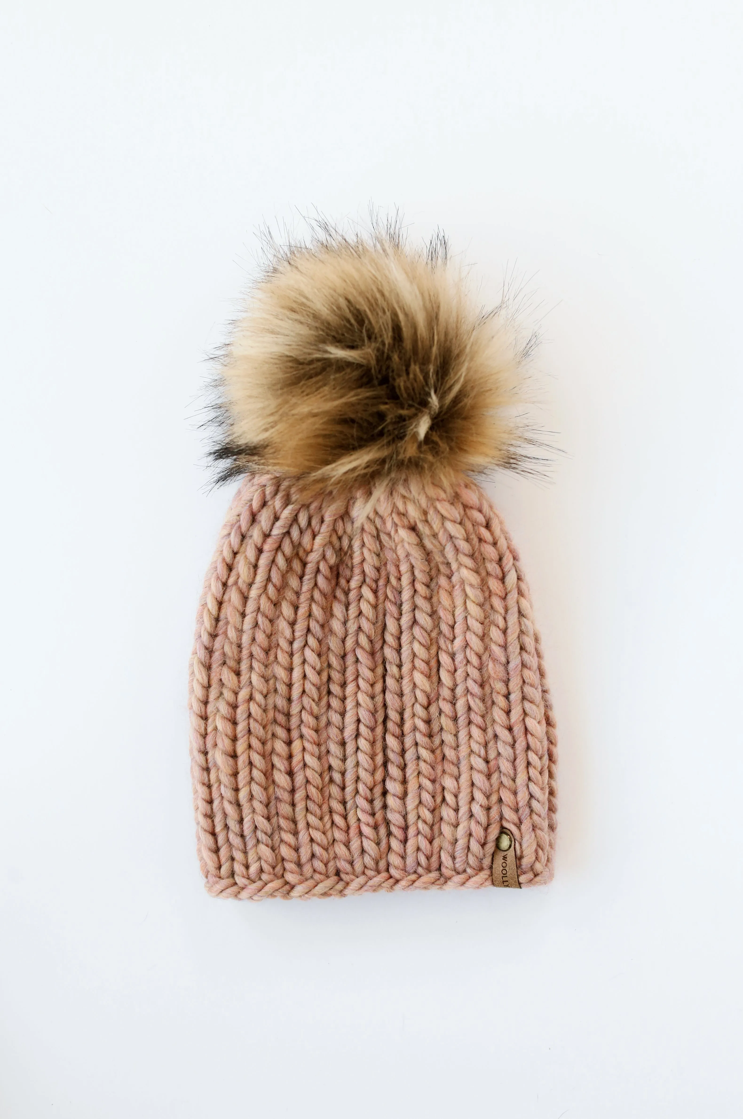 WHOLESALE: Merino or Peruvian Wool Knit Hat with Faux Fur Pom Pom