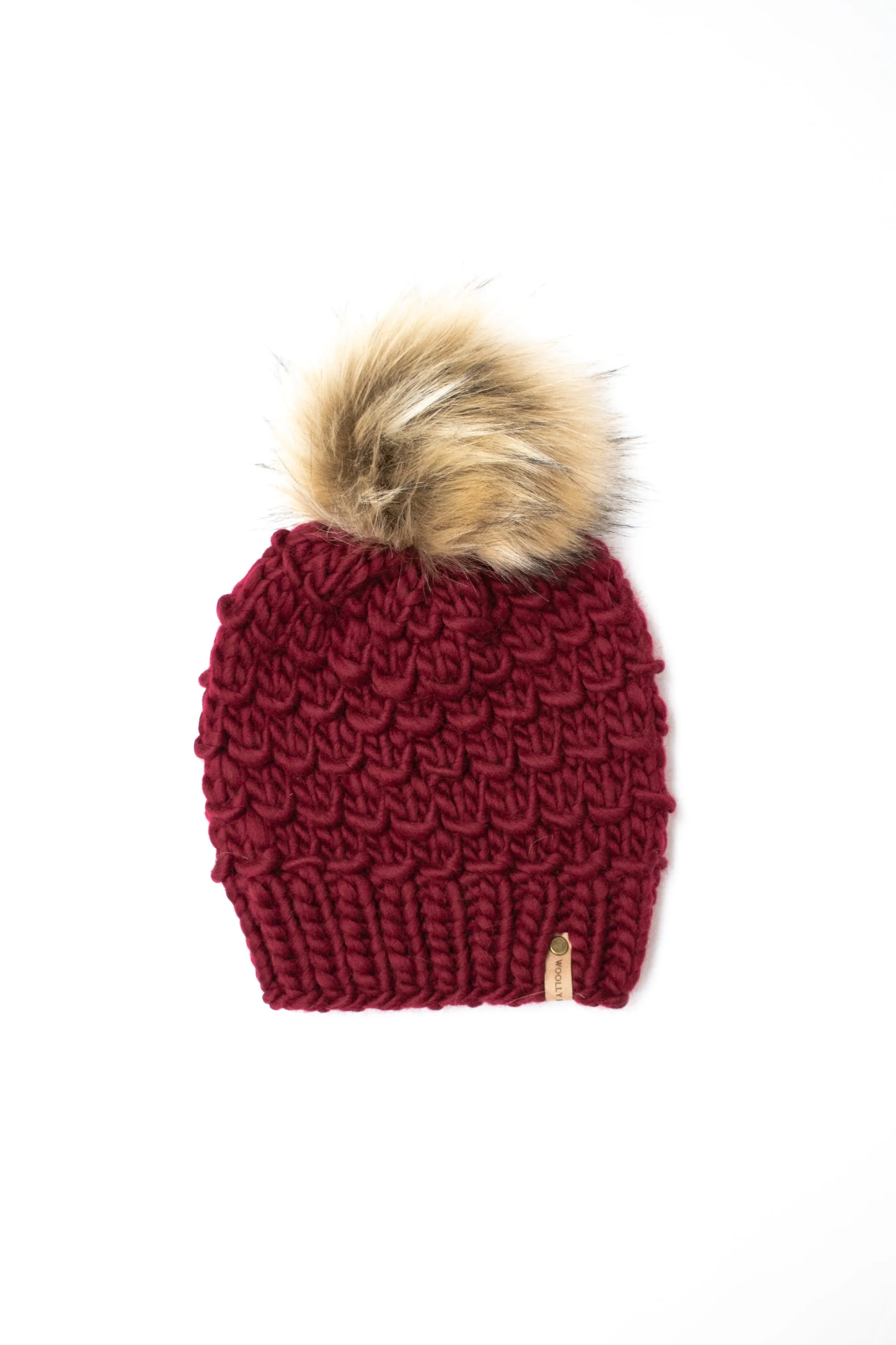 WHOLESALE: Merino or Peruvian Wool Knit Hat with Faux Fur Pom Pom