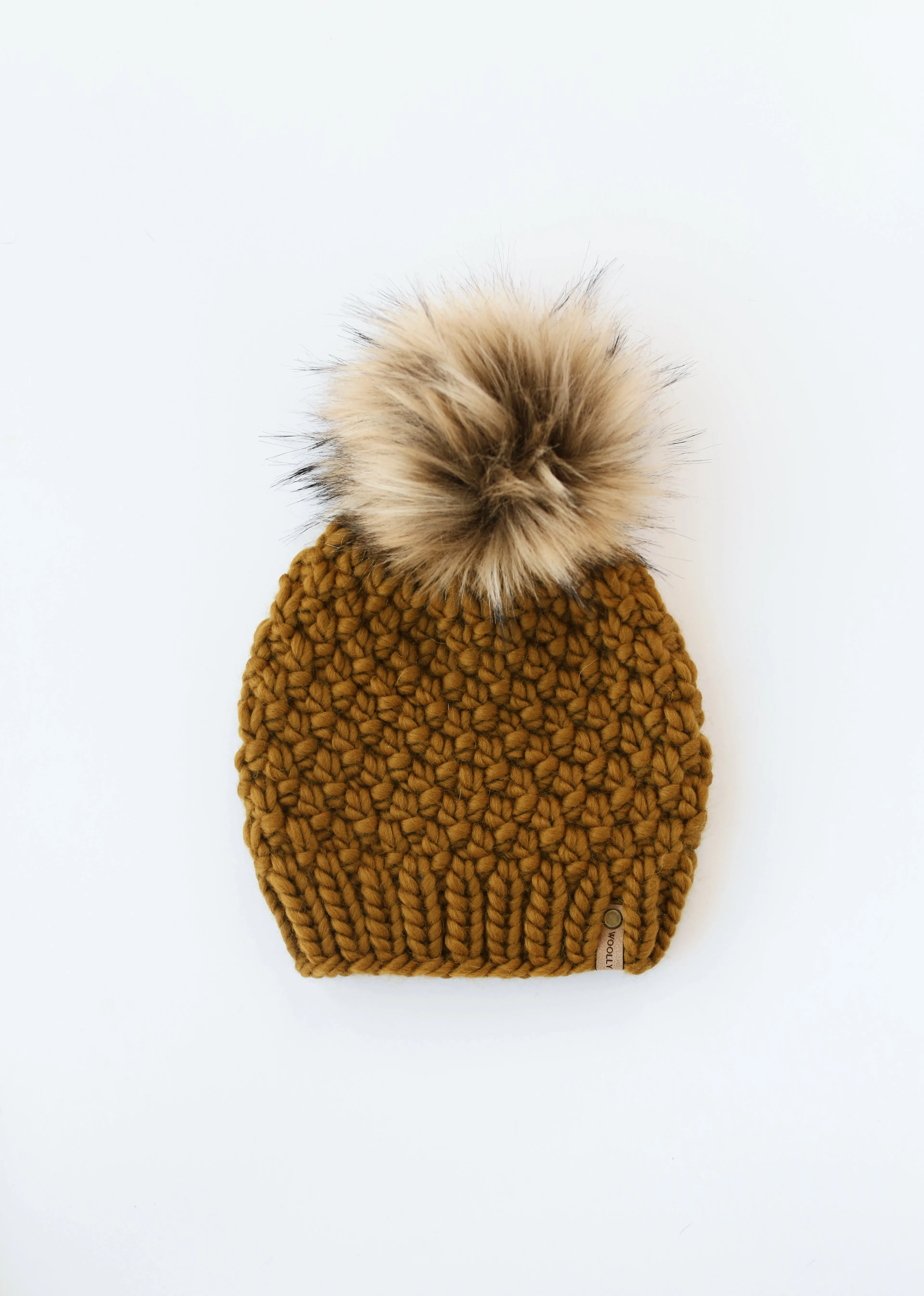 WHOLESALE: Merino or Peruvian Wool Knit Hat with Faux Fur Pom Pom