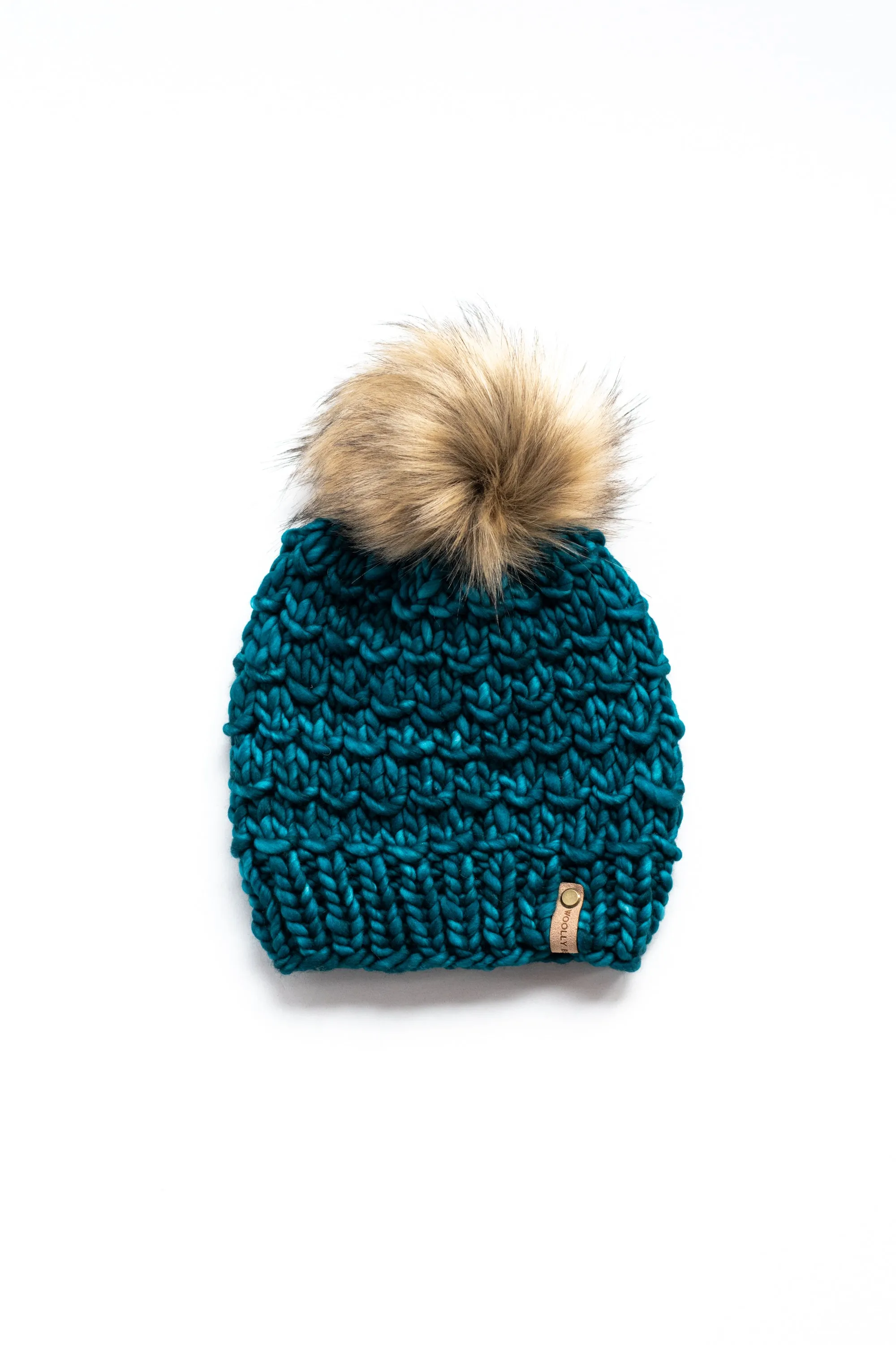 WHOLESALE: Merino or Peruvian Wool Knit Hat with Faux Fur Pom Pom