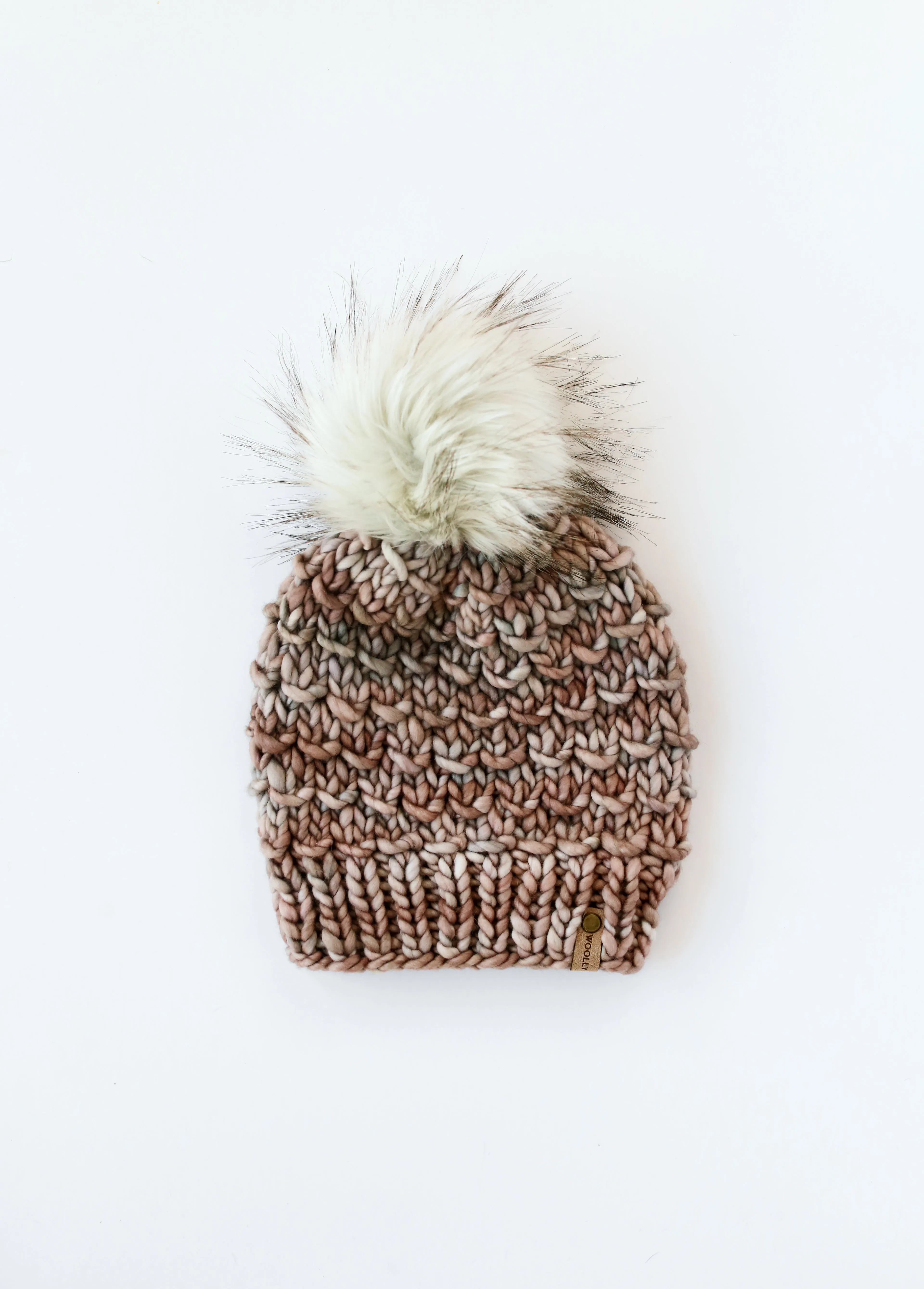 WHOLESALE: Merino or Peruvian Wool Knit Hat with Faux Fur Pom Pom