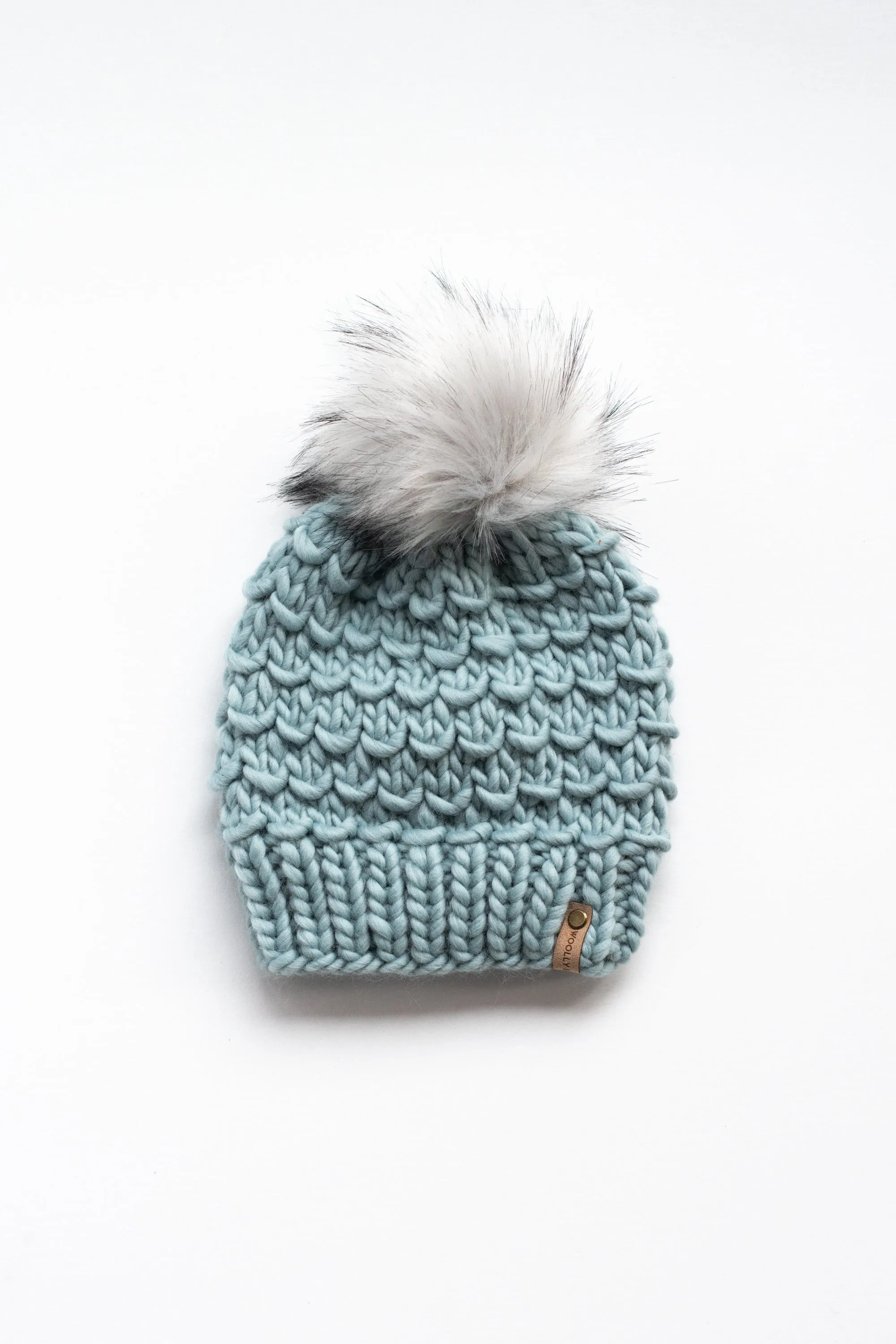 WHOLESALE: Merino or Peruvian Wool Knit Hat with Faux Fur Pom Pom