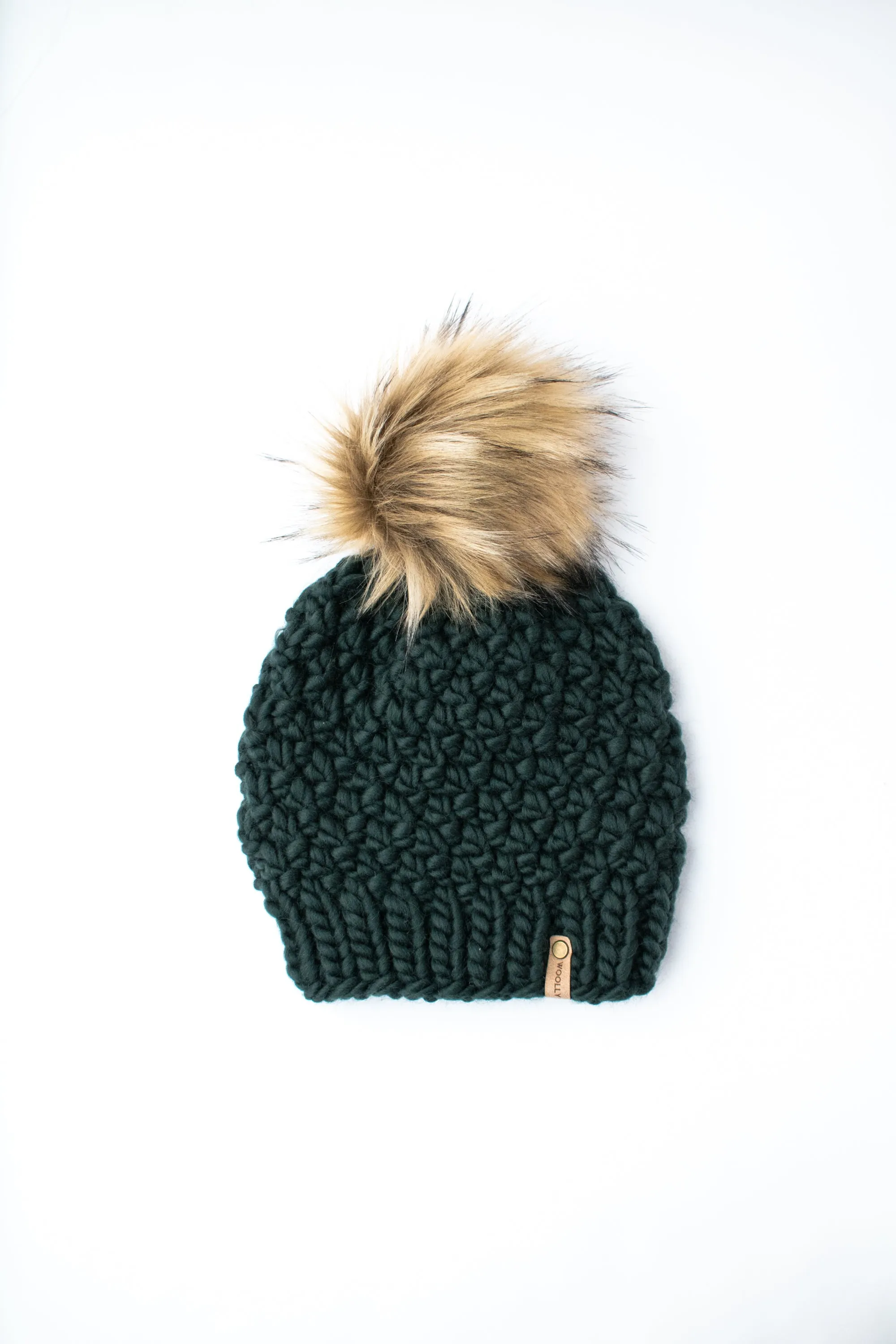 WHOLESALE: Merino or Peruvian Wool Knit Hat with Faux Fur Pom Pom