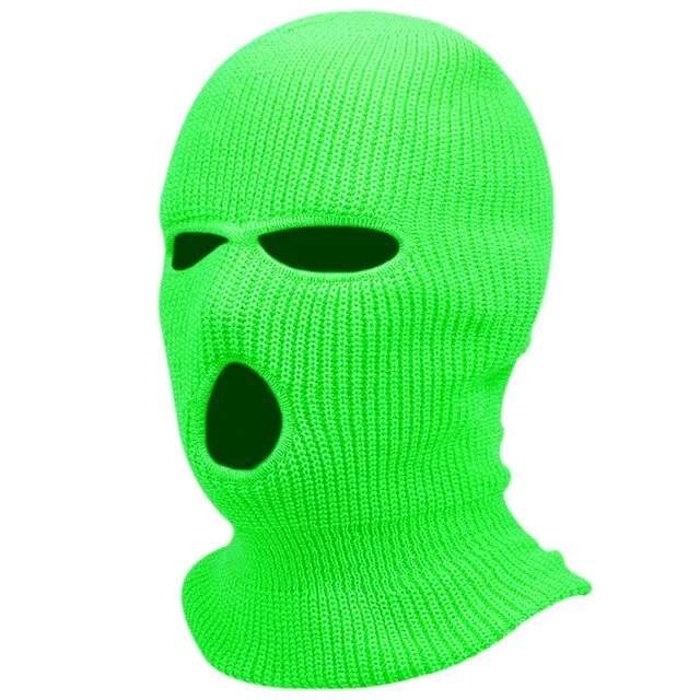 Winter Balaclava Hat 3-Hole Knitted Full Face Cover Ski Neck Gaiter Warm Knit Beanie for Outdoor Sports Cross Embroidery Ski Mas