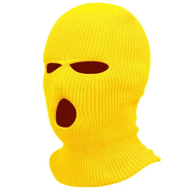 Winter Balaclava Hat 3-Hole Knitted Full Face Cover Ski Neck Gaiter Warm Knit Beanie for Outdoor Sports Cross Embroidery Ski Mas