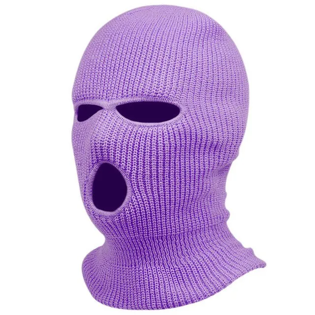 Winter Balaclava Hat 3-Hole Knitted Full Face Cover Ski Neck Gaiter Warm Knit Beanie for Outdoor Sports Cross Embroidery Ski Mas