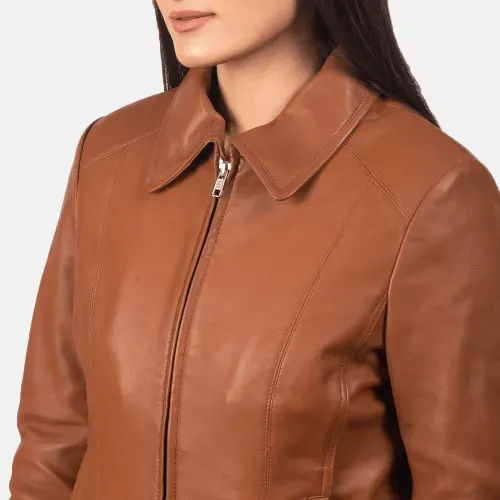 Womens Colette Brown Leather Jacket