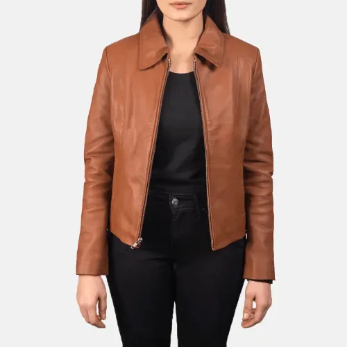 Womens Colette Brown Leather Jacket