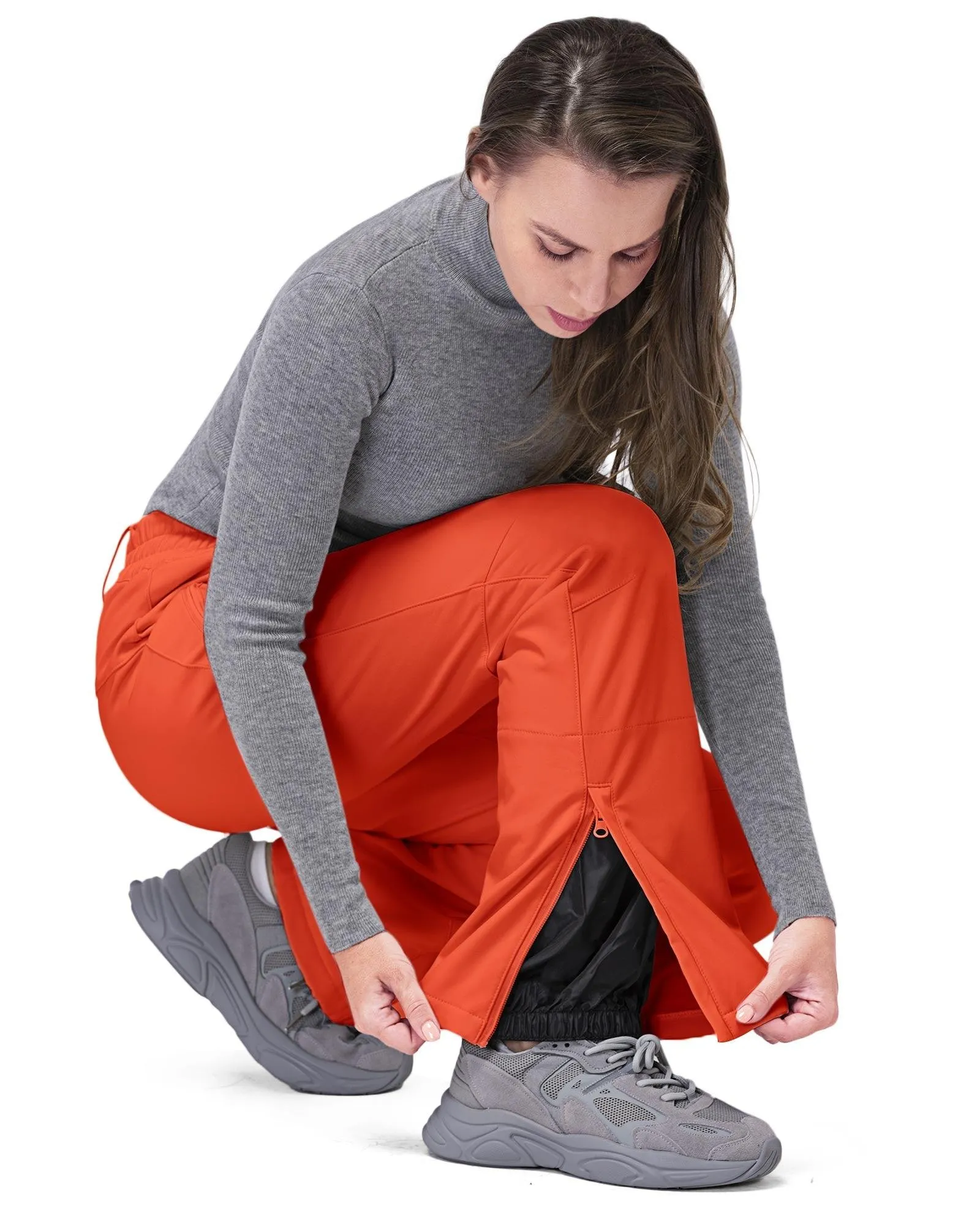 Women's Softshell Insulated Snow Pants with Boot Gaiters: 8000mm W/P Index