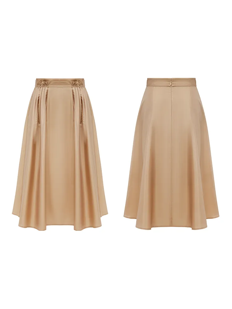 YAYING mulberry silk midi skirt